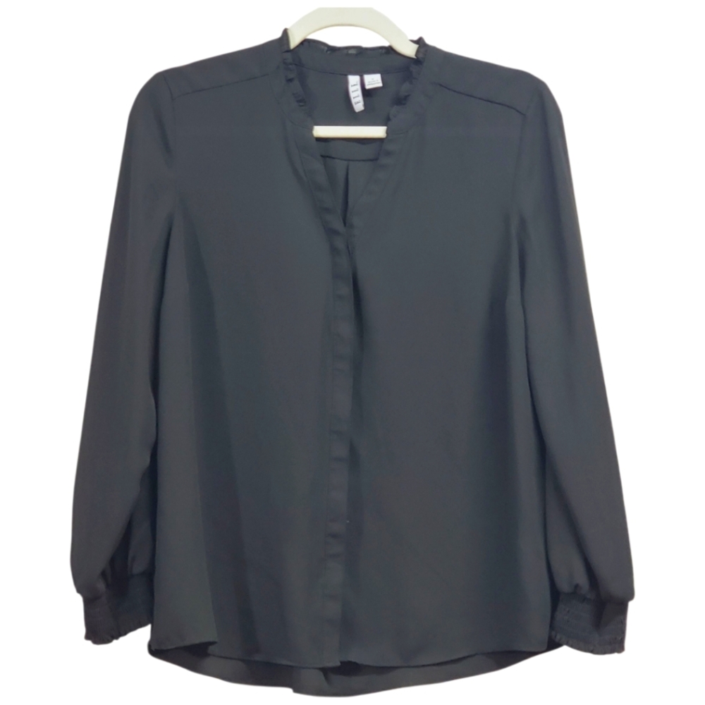 Elle -Small- Women's Black Blouse With Long Sleeves